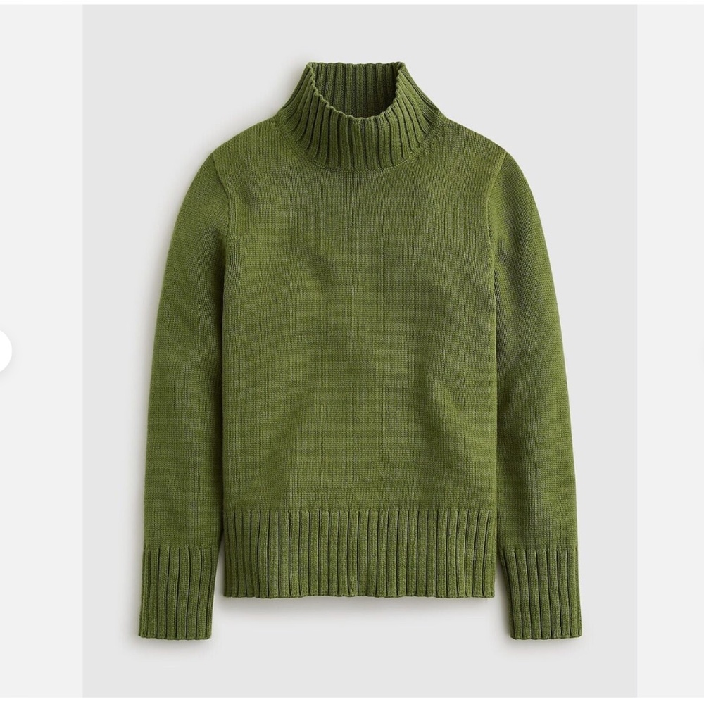 J. Crew Cotton Turtleneck Sweater Medium Green